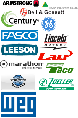 Leeson, GE, Fasco, Century, Marathon, Bell & Gosset, Armstrong, Lincoln Motors, Taco, We repair ANY brand!